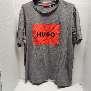 Hugo Boss Germany Big Square Red Gray Logo Grphic T Tee Mens Cotton Shirt